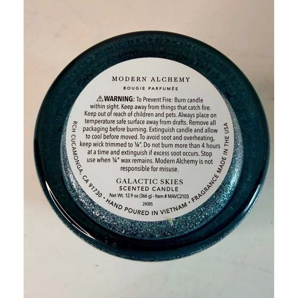 Modern Alchemy Galactic Skies Scented Candle 12.9oz Teal Glitter Star Jar